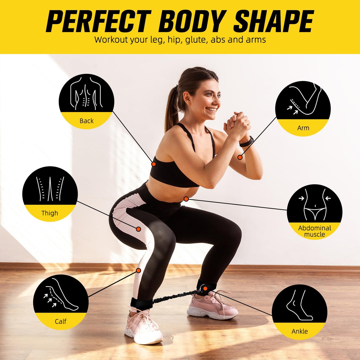 Ankle Resistance Bands with Cuffs Ankle Bands for Working Out Exercise Bands for Leg, Hip, Booty Training Ankle Straps with Exercise Bands for Butt Lift Women Men Great for Home Workouts and Fitness
