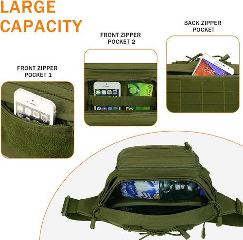 Huntvp Military Fanny Pack Tactical Waist Bag Pack Water-resistant Hip Belt Bag Pouch for Hiking Climbing Bumbag