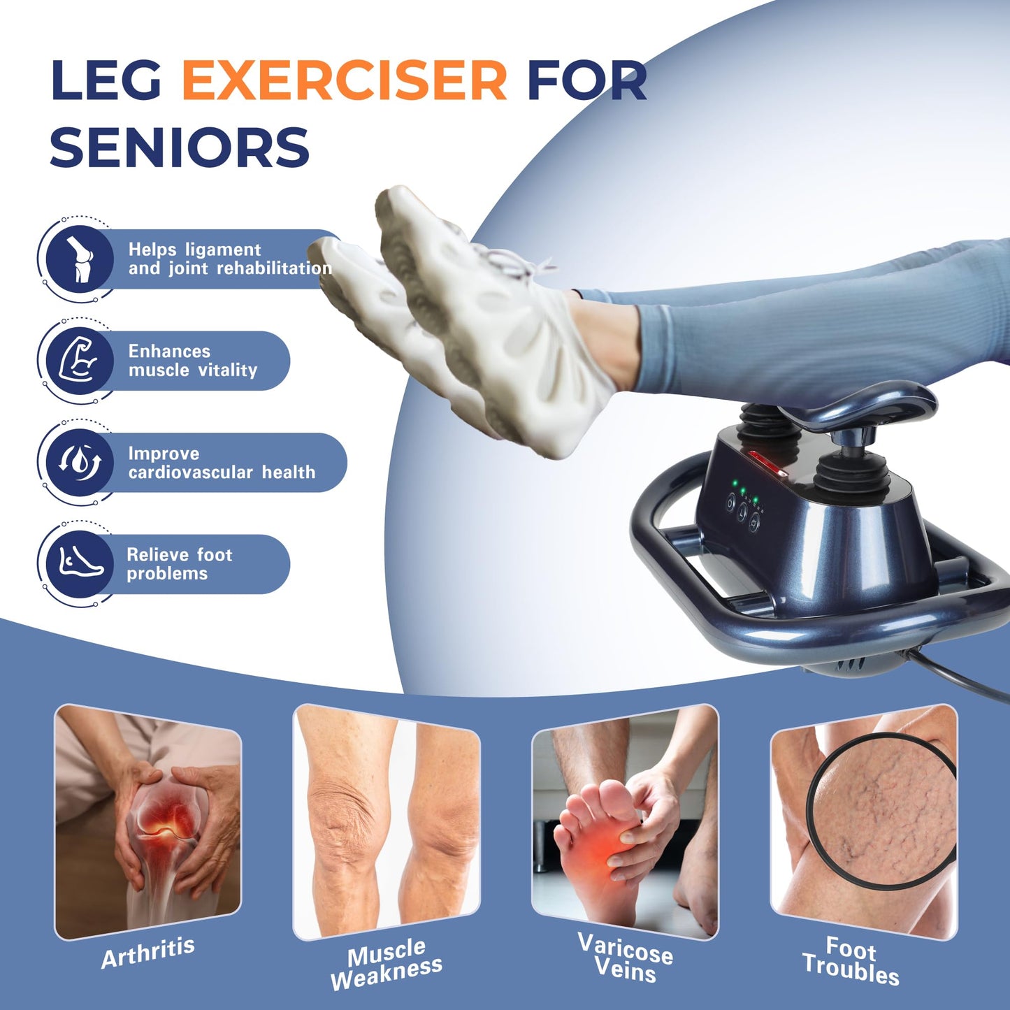 fuptos Leg Massager with Variable Speed, Foot Circulation Machine, Leg Exerciser While Sitting for Seniors, Circulation Machine for Feet