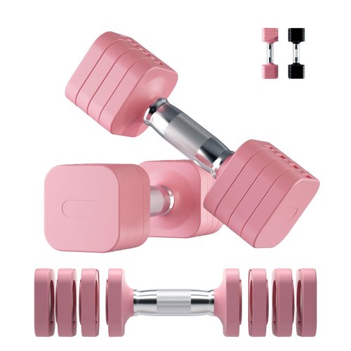 RUNWE 10lb Dumbbell Set of 2-4 in 1 Fast Adjustable Free Weight Set, Each 4lb 6lb 8lb 10lb for Women & Men Exercise Fitness for Home Gym, Also Can Be Used Push Up Bar