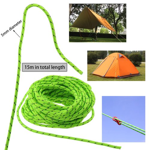 DGZZI 5mm 16.4 Yard Outdoor Camping Luminous Rope Tent Rope Camping Cord Paracord 49 Feet Clothesline