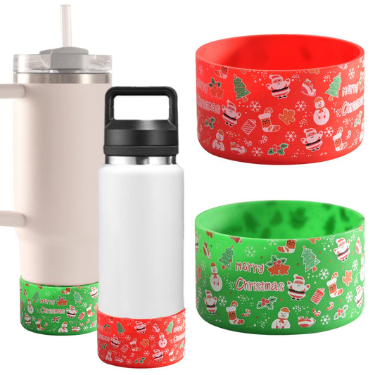 2Pcs Christmas Boot for Stanley Cup, Silicone Boot Sleeve 12-40oz Tumbler Protective Hydro Flask Water Bottle Bottom Cover Base for Simple Modern Iron Flask Water Bottle Accessories