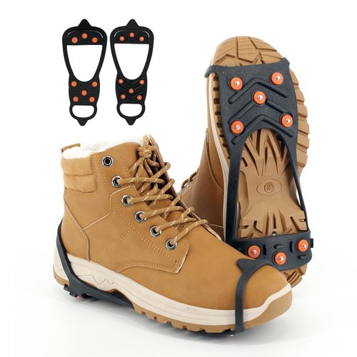 UNITACKLE Gripper Spike Ice Traction Cleats, Non-Slip Ice Snow Grips 8 Steel Studs, Universal Ice Spikes Snow Grips Traction for Walking Climbing Hiking on Snow and Ice