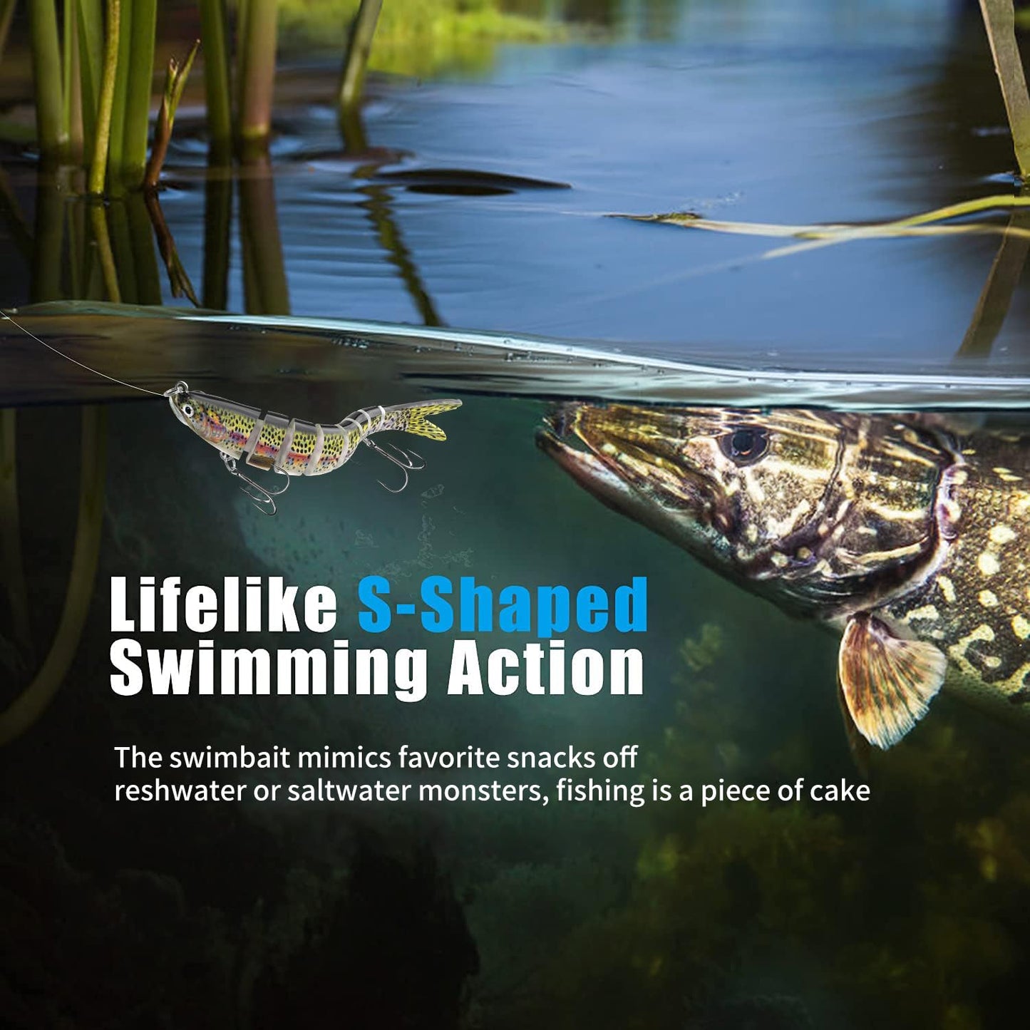 6pcs Fishing Lures for Freshwater and Saltwater, IEVEI Slow Sinking Most Lifelike Jointed Swimbait for Bass Trout Crappie Walleye Pike, Amazing Fishing Gifts for Men and Family Fishing