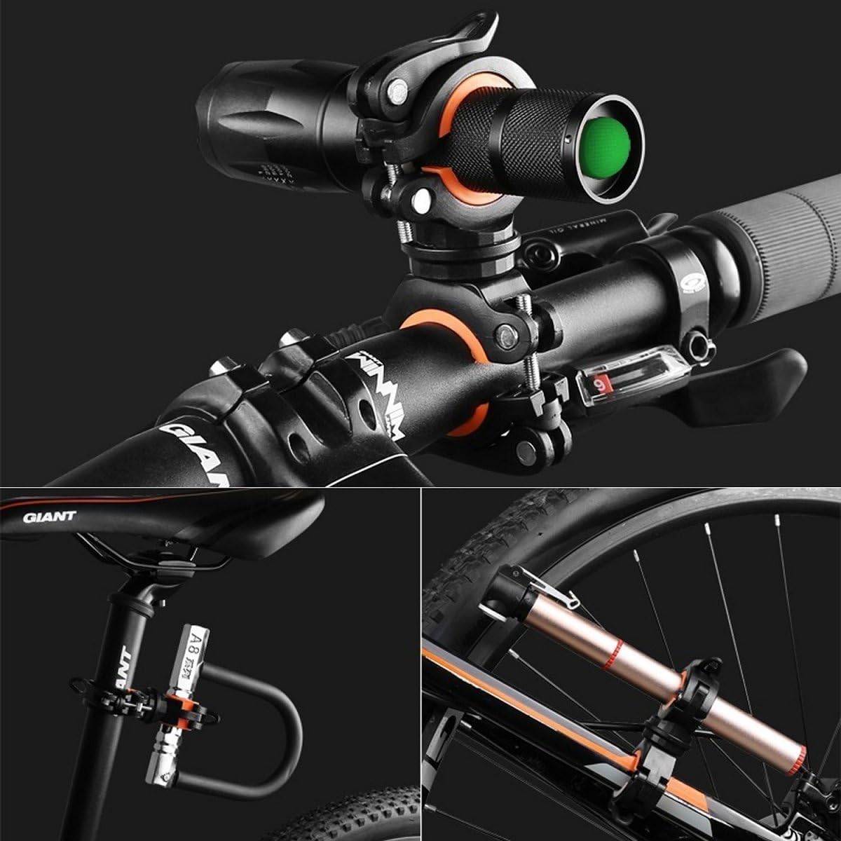 [3 Pack Bike Flashlight Holder, Mount Bicycle Bracket Flashlight Holder Mounting Torch Clip 360 Degree Rotation