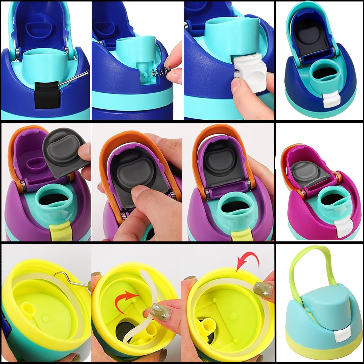 Agamino Replacement Lid Set for Owala Freesip, Water Bottle Top Cap with Replacement Button & Stopper Water Bottle Seal Ring Compatible with Owala Cup 16oz 24oz 32oz 40oz, Accessory for Owala FreeSip