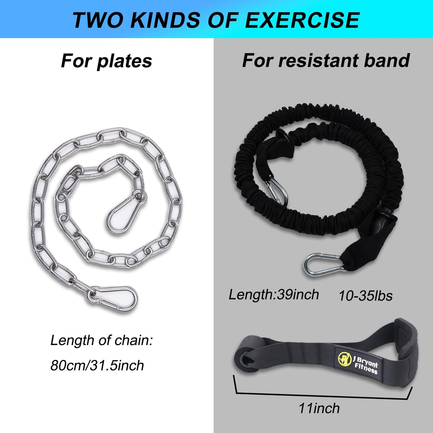 J Bryant Multifunctional Neck Head Harness Weight Lifting Training with Resistance Bands, Door Anchor and Chain, Full Range Muscle Workout