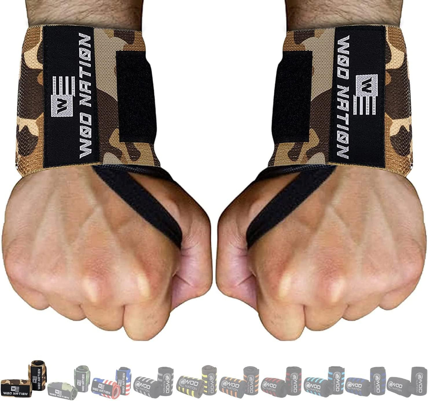 WOD Nation Wrist Wraps for Weightlifting & Strength Training – Professional Gym Straps w/Thumb Loop for Men & Women
