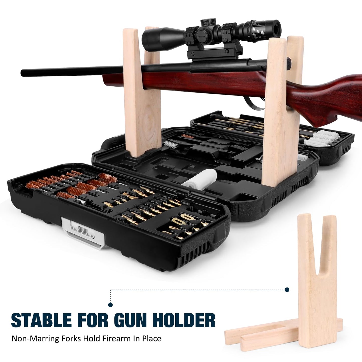 Universal Gun Cleaning Kit for All Caliber Compatible with Pistol Rifle Handgun Shotgun Hunting with Brass Rods and Cleaning Stand
