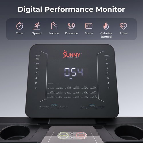 Sunny Health & Fitness Treadmill Elite Smart Auto Incline for Home Use, 20” Wide Running and Walking Deck, Flex Shock Suspension with 300 LB Weight Capacity Bluetooth SunnyFit App - SF-T723016…