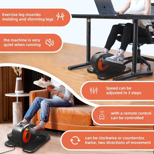 ESL Under Desk Elliptical - Portable Leg Exerciser for Seniors, Compact Seated Elliptical with Remote Control, LCD Display Electric Elliptical Trainers for Home, Ellipse Leg Exerciser as Seen on TV