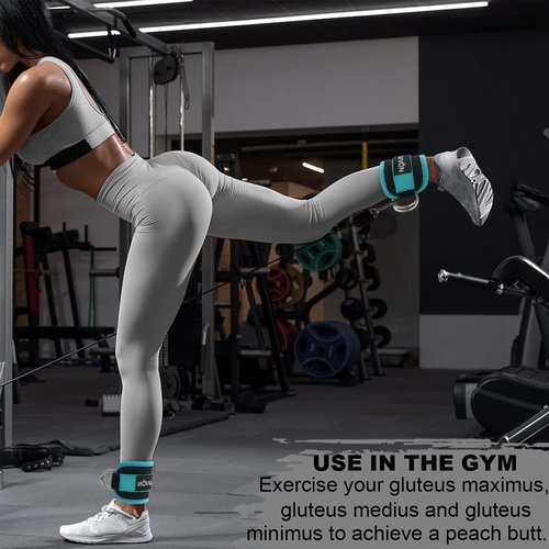 Squat Pad Set - Foam Barbell Pad for Squats Cushion, Lunges & Bar Padding for Hip Thrusts - Standard Weight Bar Pad - With Ankle Straps, Wrist Straps for Weightlifting (Mint)