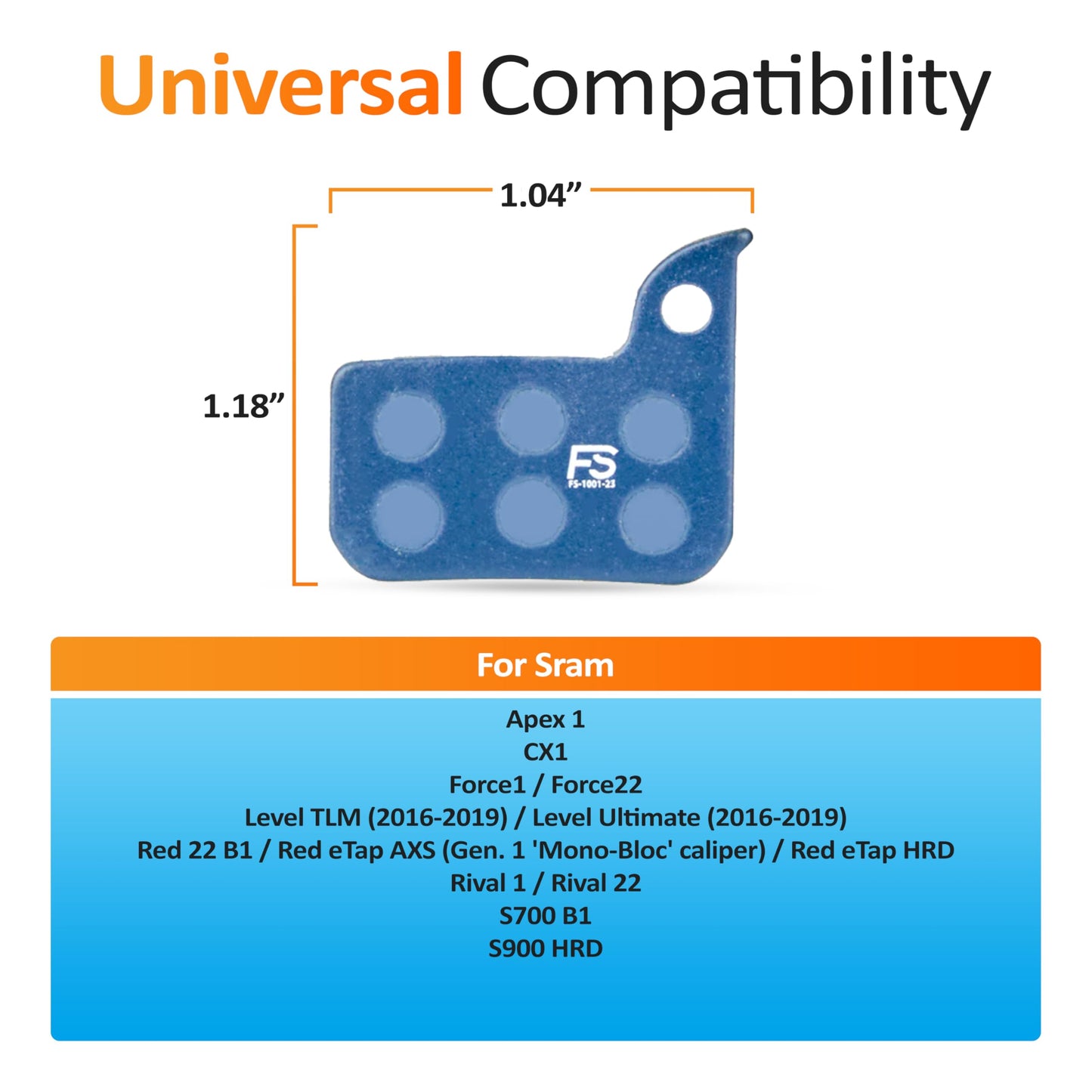 FS-APE Hybrid Ceramic-Carbon Disc Pads for AVID SRAM Level TLM/Ultimate, Force 22/Force1, Red eTap HRD/Red 22, Rival 1/22, S700 B1/S-700