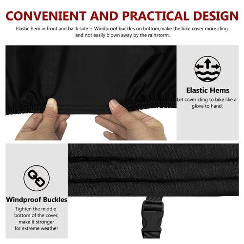 Bike Cover Waterproof Outdoor,1 Bicycle Covers Storage,Durable Tearproof Anti-UV 210D Polyester Cloth,Weatherproof ebike Electric Bikes Cover, Windproof Buckles,Lock Hole-79"Lx31"Wx43"H
