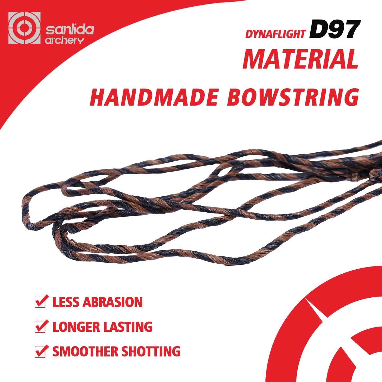 sanlida Archery 2PCS Dynaflight BCY D97 Handmade Flemish Twist Bow String 16 Strands Replacement for Traditional Longbow Recurve Bow One-Piece Bow, AMO Length 68" and 60" (AMO 68" (Actual 65"))