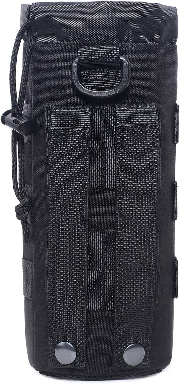 Tactical Molle Water Bottle Pouch Military Drawstring Open Top & Mesh Bottom Travel Water Bottle Holder Bag Tactical Hydration Carrier