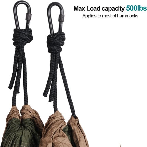 BEWISHOME 4 Pack Carabiner Hooks Hammock Locking Solid Metal D Clips with Heavy Duty 500LBS Screw Gate Hammock Locking,Quick Link for Outdoor Camping Hiking Traveling Backpacking Black & Silver HDK02