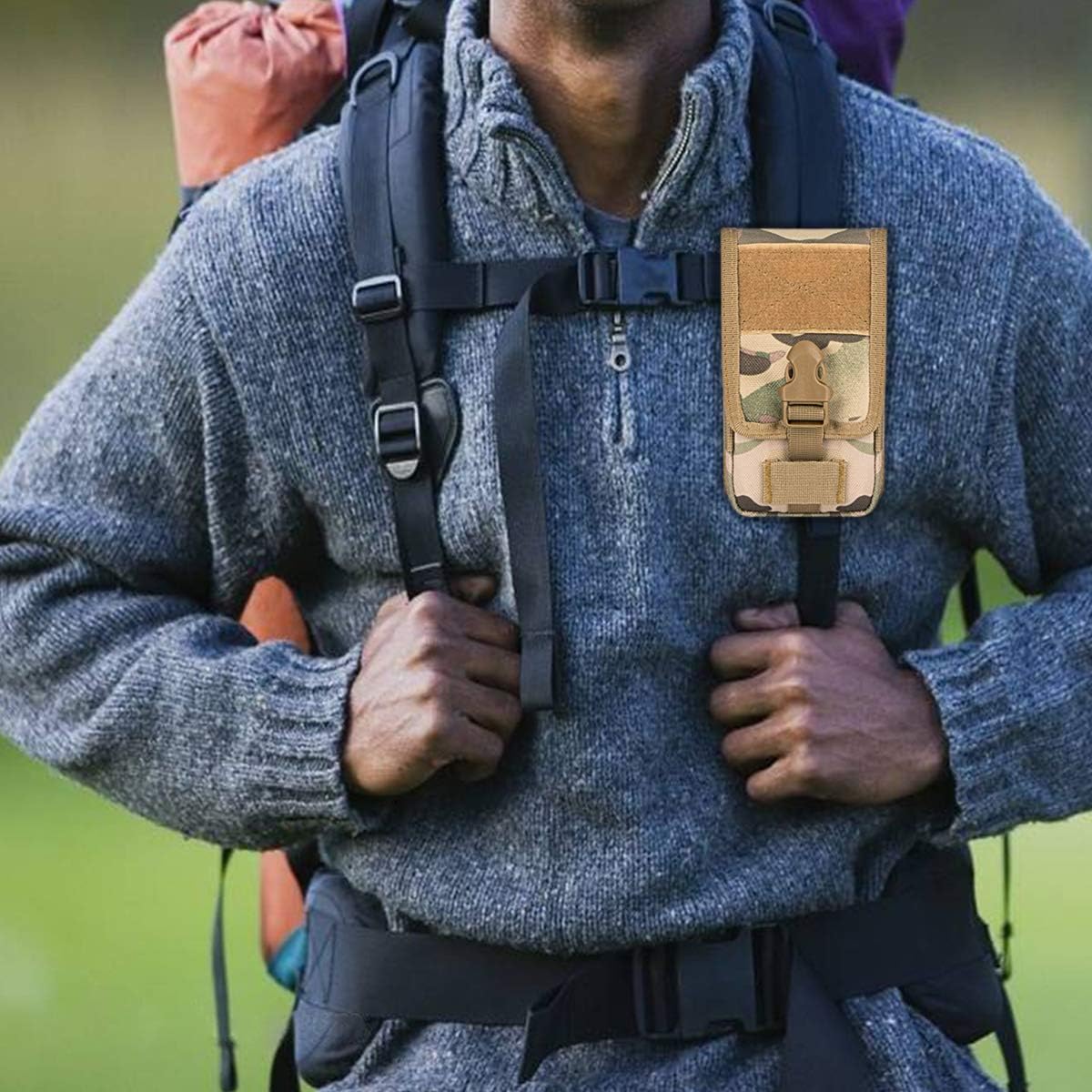 IronSeals Tactical Phone Pouch Compact Molle Belt Waist Pack for iPhone 15 Pro Max/15 Plus/15 Pro/14 Pro Max/14 Plus/13 Pro Max/13 Pro/13/12 Pro Max, Size L