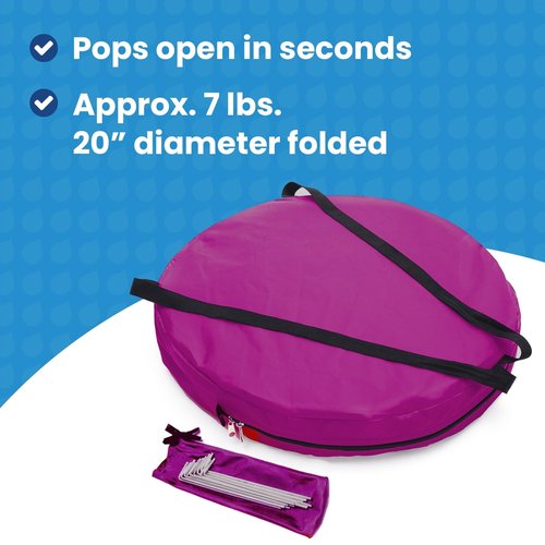 WeatherPod 1-Person Pop-Up Pod with Tinted Panels – Pop-Up Weather Pod, Protection from Cold, Wind and Rain with Added Privacy – Pink