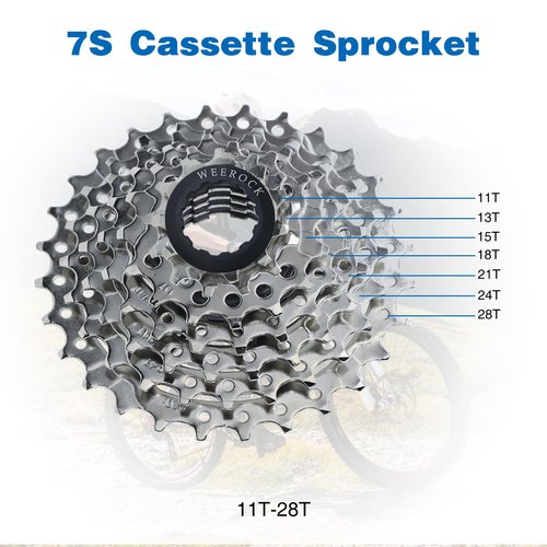WEEROCK Bike Cassette Sprocket 7 Speeds 11-28T Bicycle Cassette for Mountain Bike MTB Cycling Replacement Part