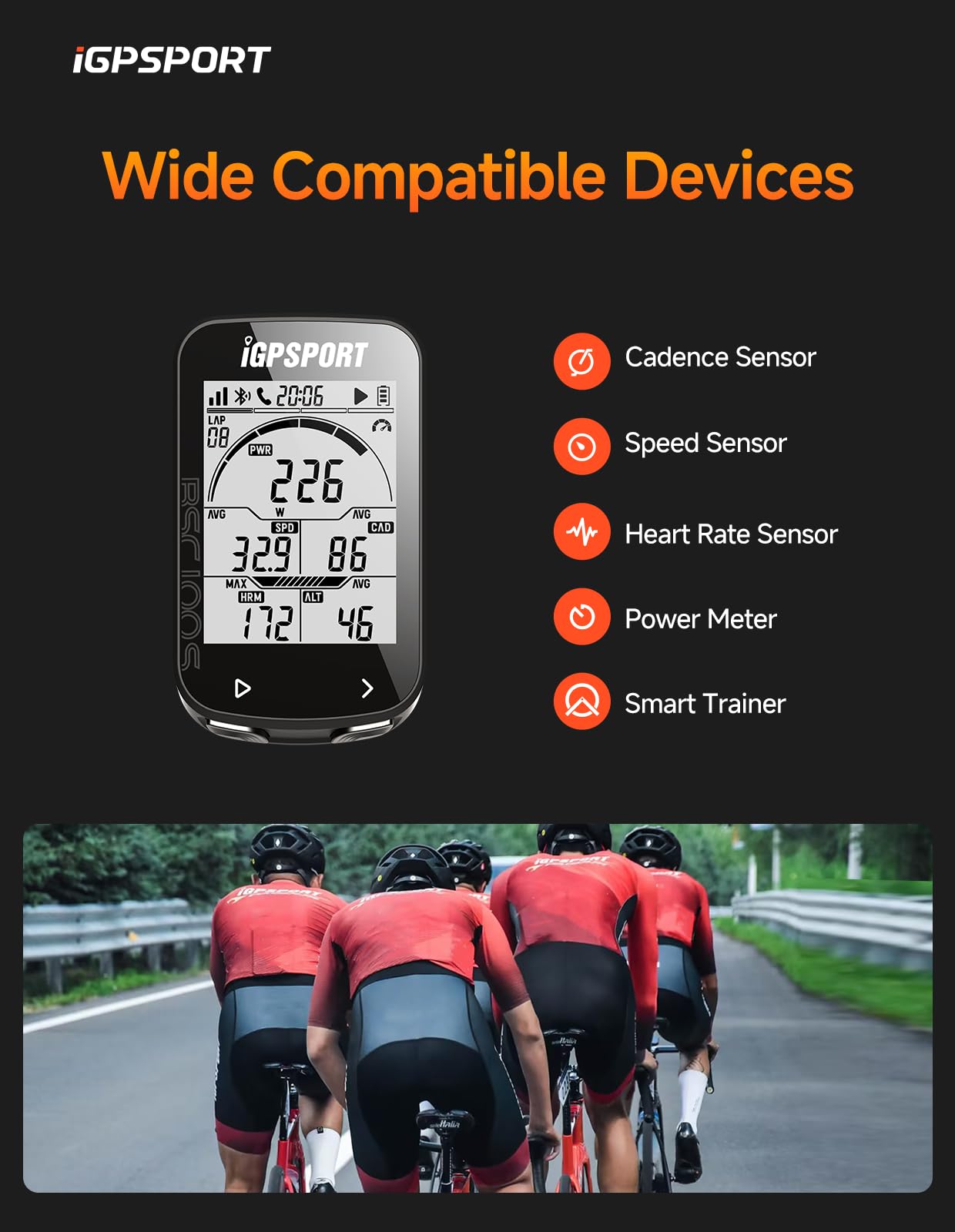 iGPSPORT BSC100S Bicycle/Bike Computer Wireless, 2.6 inch LCD Display Rechargeable Waterproof GPS Cycling Computer (BSC100S Set)