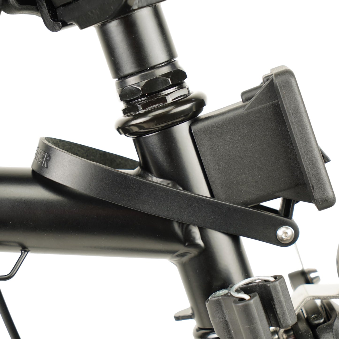 Leather Front Carrier Block Strap for Brompton Bicycle (Black)