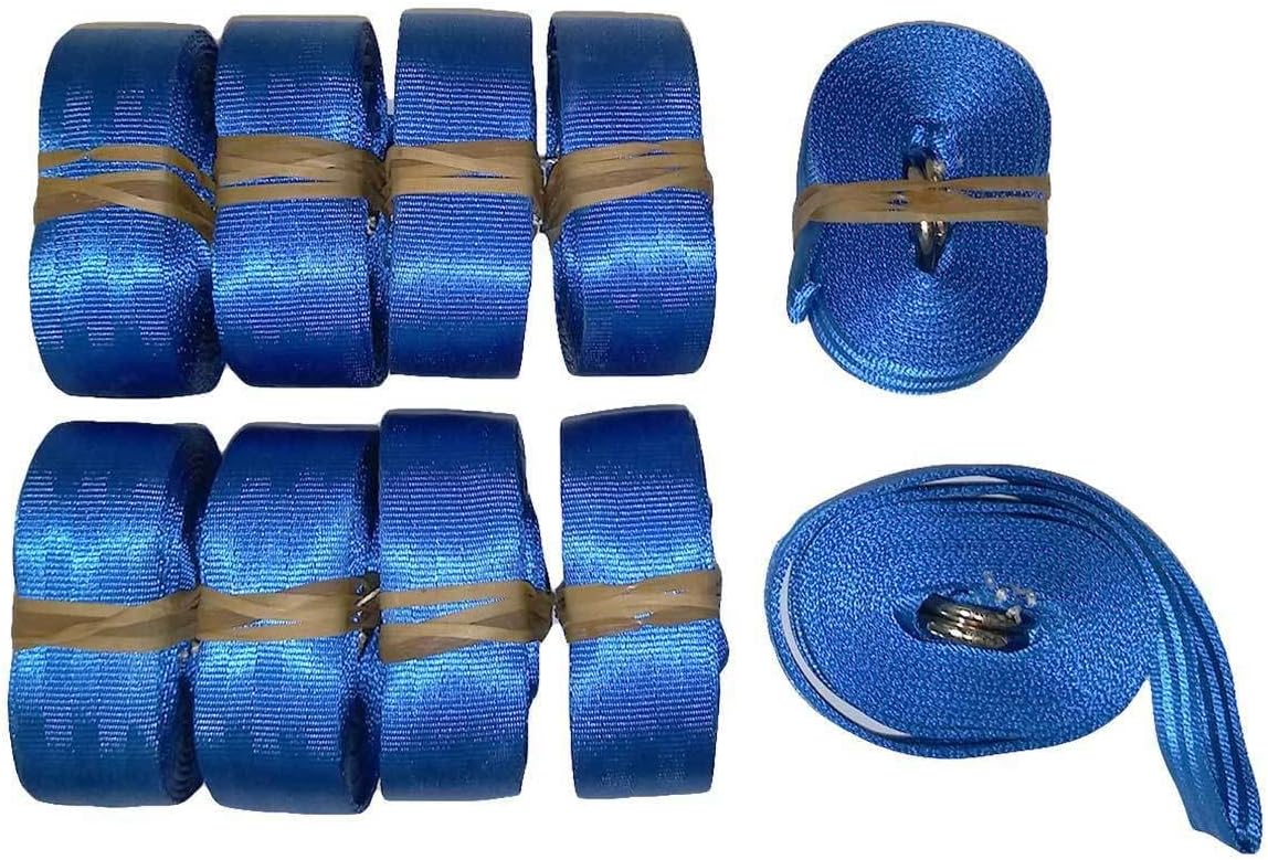 AASMAAN Sports Nylon Mesh Strap Double D-Ring | 1.5 inches Wide by 13 feet Long | 10 Packs | Used to Secure Bounce Houses, Slides, Obstacle Areas, West Coast Frames
