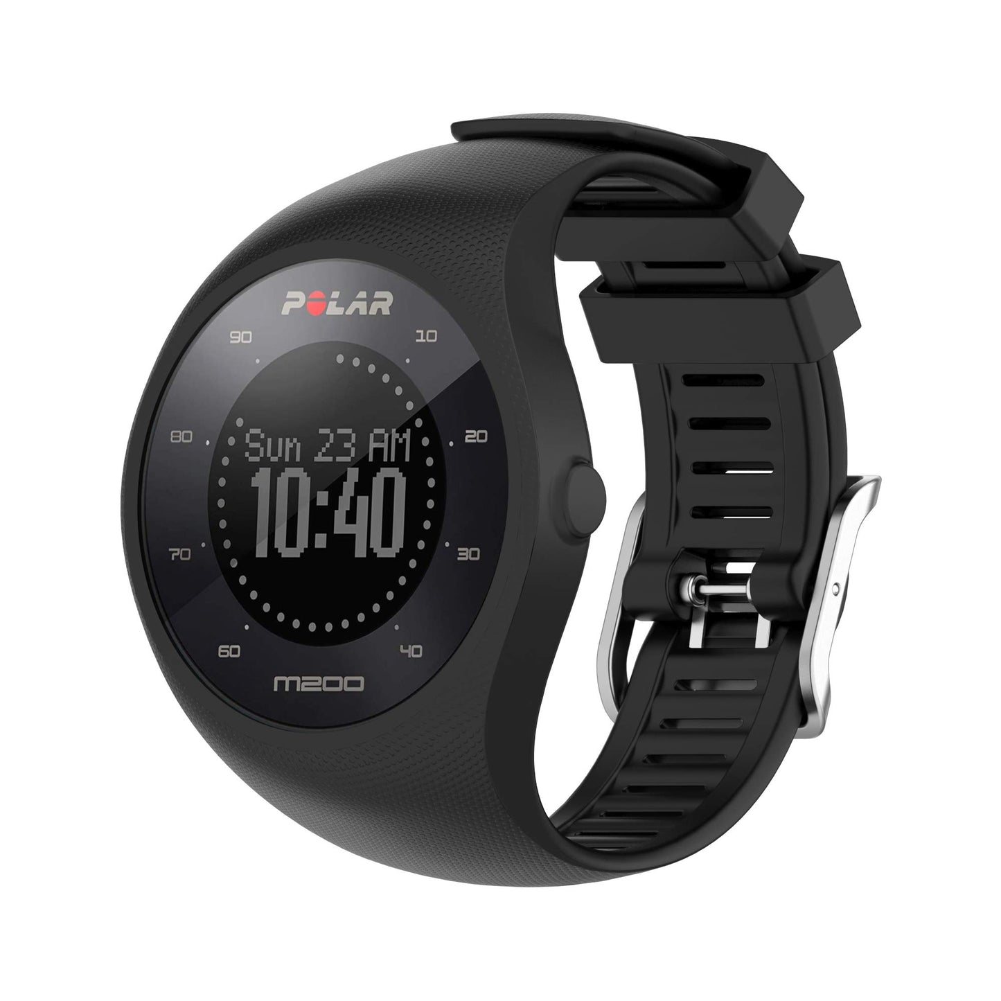 INF Watch band compatible with Polar M200, Silicone Sport Strap with Bumper Case, Soft Breathable Scratch-Resistant Adjustable Replacement Strap for Women & Men(Black)