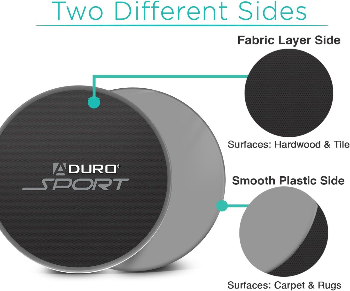 Aduro Sport Exercise Sliders for Fitness Workout [2PK], Double Sided Gilder Strength Slides Discs Work Smoothly on Any Surface for Stretch Strength Core Exercise