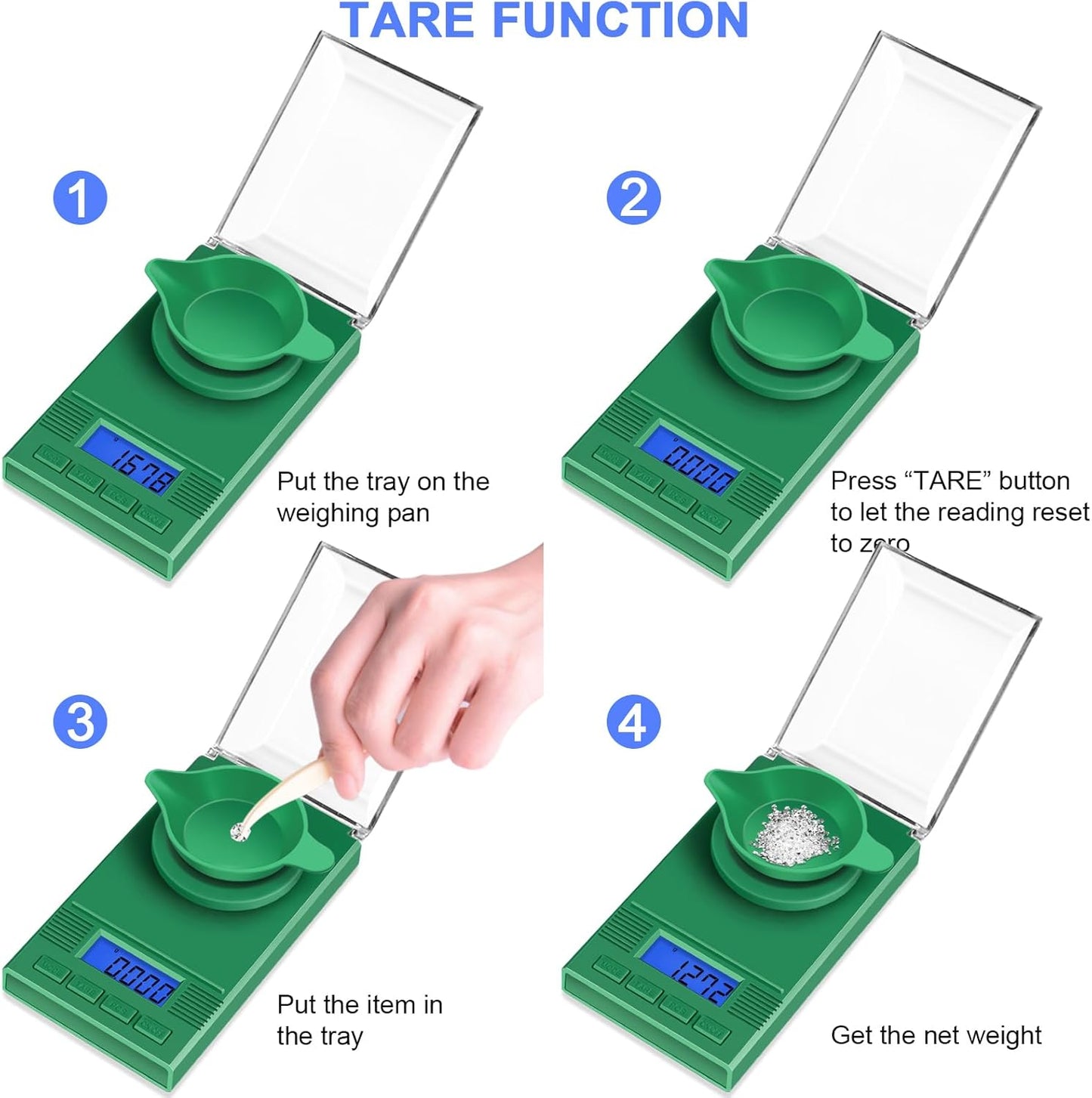 Fuzion Milligram Scale 50g/ 0.001g, Portable mg Scale with LCD Backlit, Tare, Digital Jewelry Scale, Microgram Scale for Powder, Gold, Gem, Reloading, Batteries Included