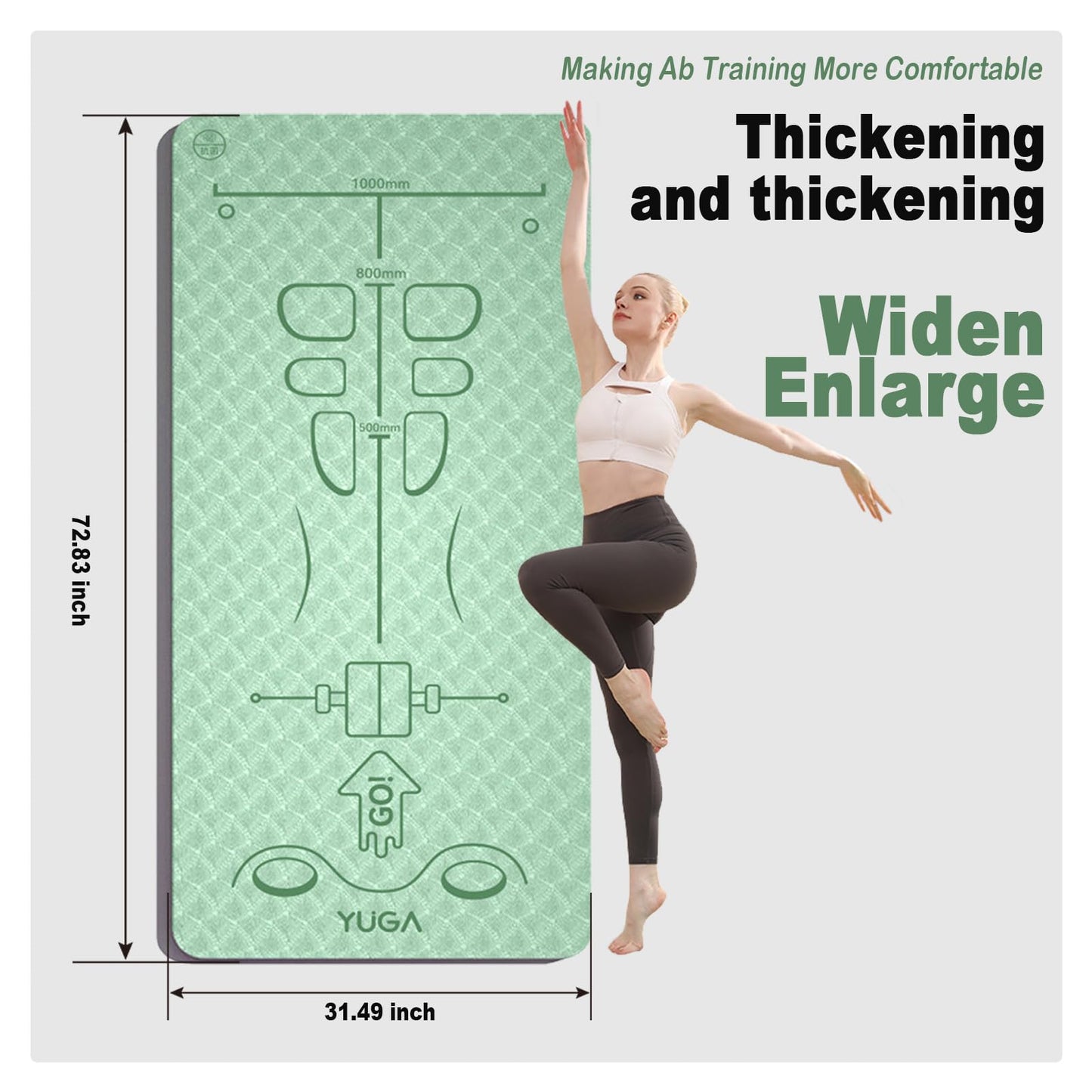 Exercise Equipment Mat for Ab Roller Wheel,Non-Slip Exercise M at 8mm,Long Sound Insulation Knee M at For Abdominal Yoga Floor Workouts-Green