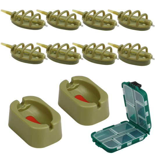 Fennoral 11PCS Carp Fishing Set - Inline Method Feeder with 2 Rubber Mould Accessories