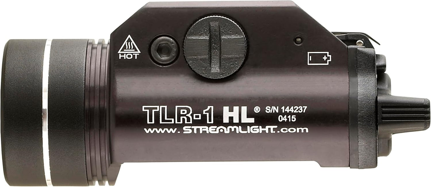 Streamlight 69264 TLR-1 HL 1000-Lumen 20000 Candela Rail-Mounted Tactical Weapon Light with Earless Screw and Specific Compatibility Rail Locating Keys, Black