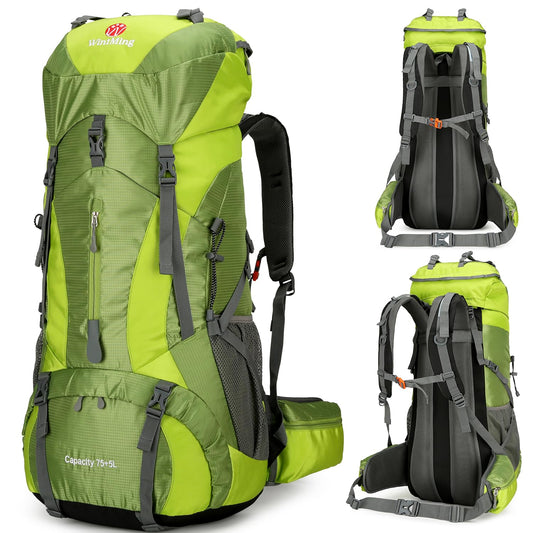 ZCSQIUO 75L Hiking Backpack for Men Women Daypack Backpack Outdoor Waterproof Camping Backpack with Rain Cover (Green)