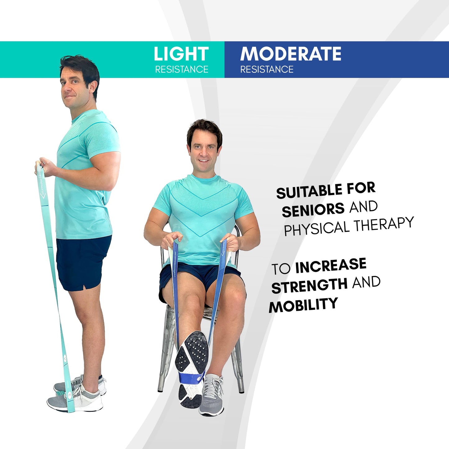 Resistance Bands for Seniors - Exercise Band to Improve Mobility and Strength - Standing & Chair Exercises for Seniors Including Videos and Printable Exercise Instructions - Moderate Strength - Green