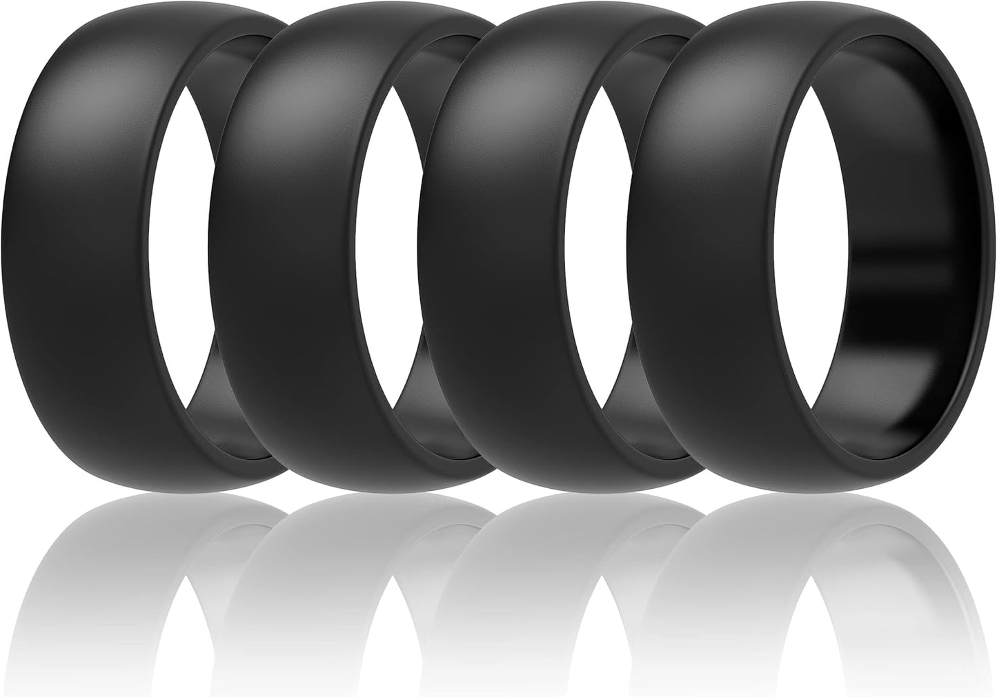 ThunderFit Mens Silicone Rings Wedding Bands, Classic & Striped Style 8.7 mm Wide 2.5mm Thick - 4 Pack