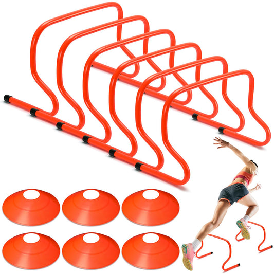 Gemscream 6 Sets 12" Speed Agility Training Hurdles for Athletes Soccer Training Hurdles Agility Training Equipment with Marker Cone Adjustable Training Hurdle Plyometric Hurdles for Basketball
