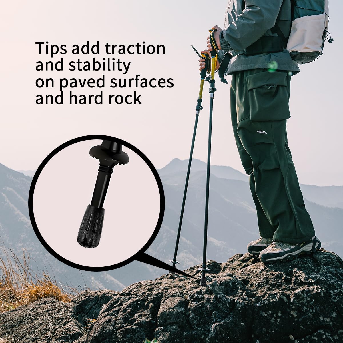 8Pcs Trekking Pole Tips Replacement Protectors,Rubber Tips for Hiking Poles Hiking Accessories Collapsible Walking Stick Tips,Fits Most Walking Poles(11mm Hole Diameter) (Walking Stick Tips)