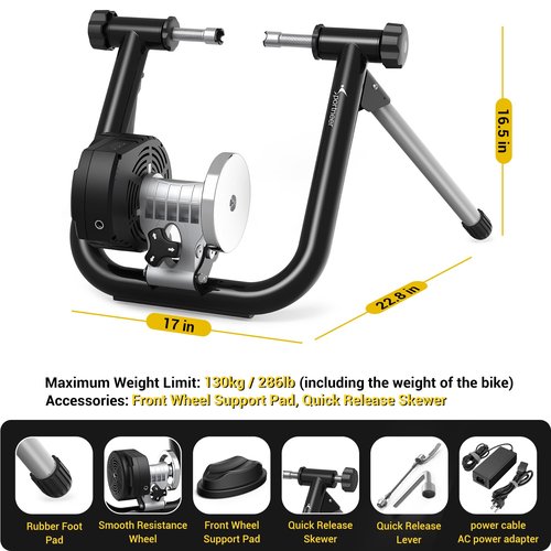 Sportneer Bike Trainer: Smart Stationary Bike Stand with Bluetooth 4.0 & ANT+ Connection - Bike Trainer Stand for 26-29" & 700C Wheels - Smart Bike Trainer Stand for Indoor Riding, Foldable Storage