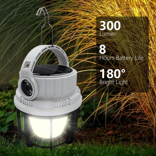 LONLEEYU LED Camping Lantern Rechargeable, Solar Camping Lantern with USB Cable, 6 Light Modes Included with Two Light Source Modes for Hurricane, Power Outages