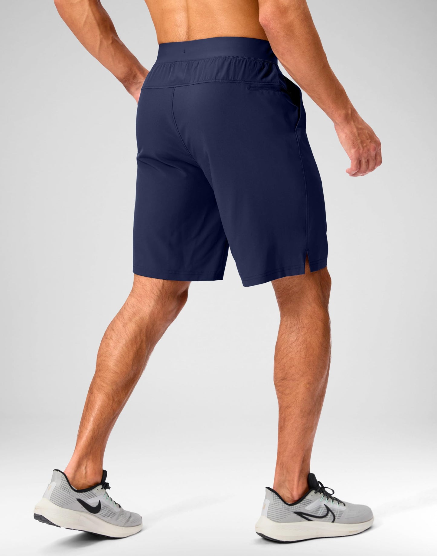 Soothfeel Men's Running Shorts with Zipper Pockets 9 Inch Lightweight Quick Dry Gym Sports Athletic Workout Basketball Shorts for Men (Navy, M)