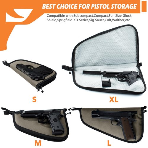 VIGEGARI Soft Pistol Case for Handguns-Single Gun Cases for Pistols-Pistol Bag-Handgun Case With Lockable Zipper -Concealed Carry Gun Pouch-Pistol Bag Soft Gun Storage for Handguns[Only ONE Gun Bag]