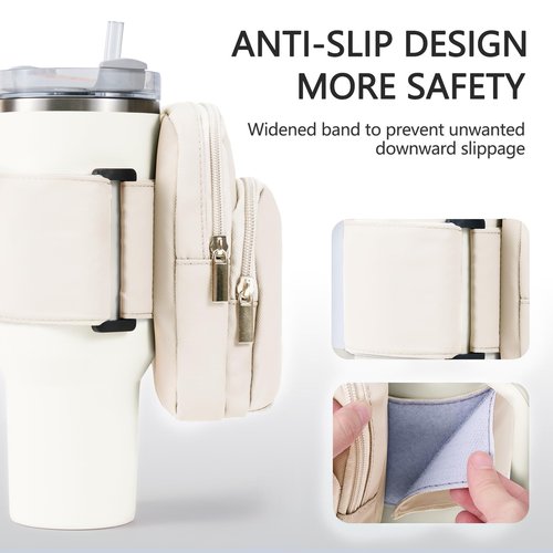 SUITMAT Water Bottle Pouch for Stanley Quencher Series Tumbler, Large Pouch Bag for Stanley Cup Accessories, Cup Backpack with Multiple Pockets for Phone, Cards, Keys (Bag Only)