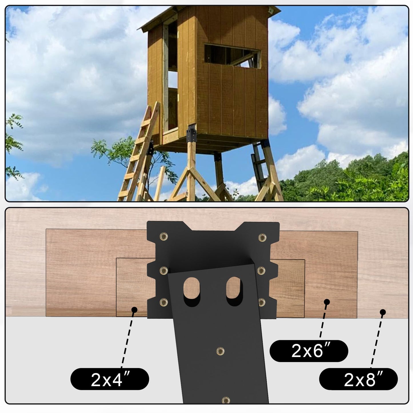 Toriexon Deer Blind Brackets, Outdoor 4 x 4 Platform Bracket, 14 Gauge Steel Elevator Brackets for Deer Stand, Hunting Blinds, Shooting Shack (4 Pack)