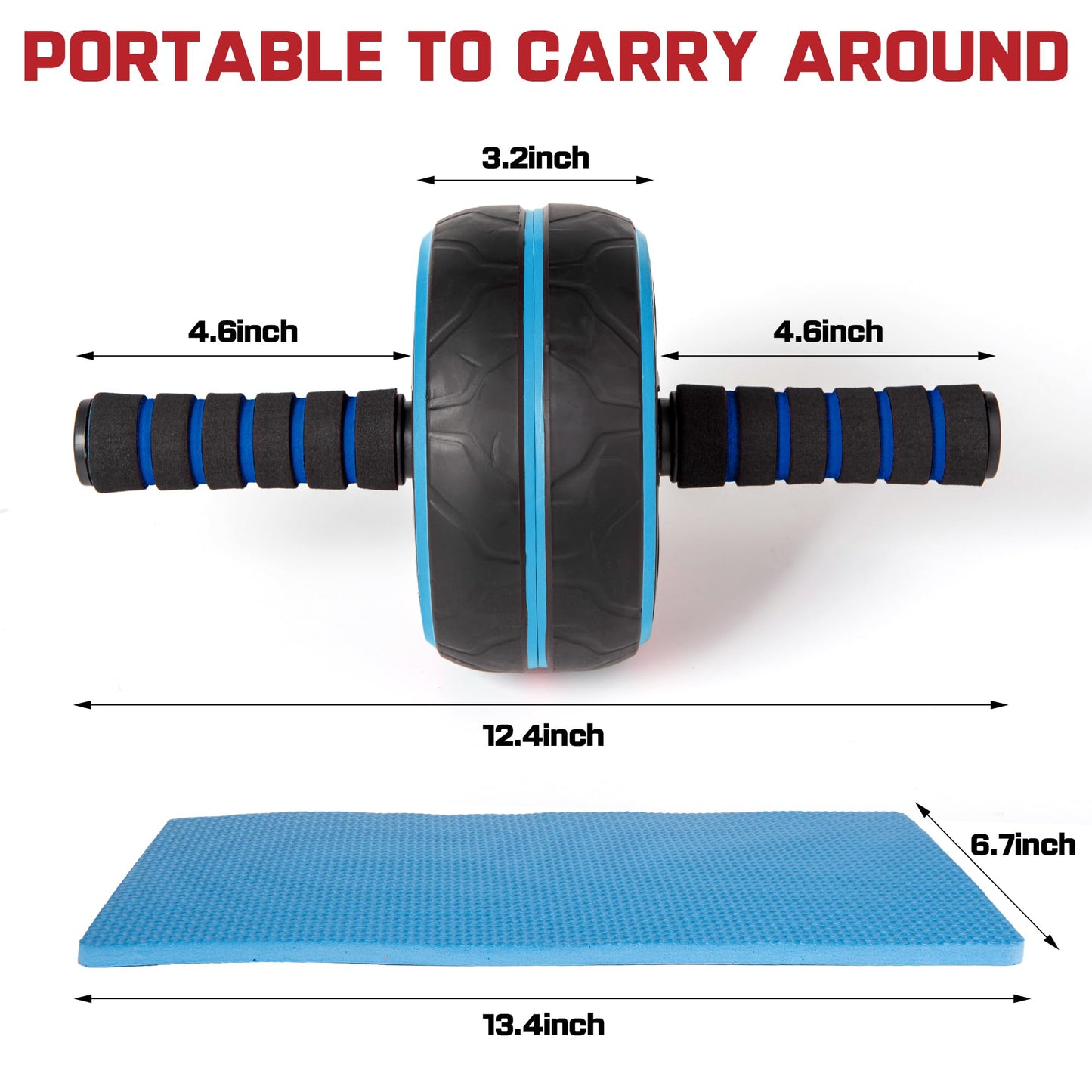 Ab Roller Wheel,Ab Workout Equipment,Home Gym Equipment for Abdominal & Core Strength Training,Wider Ab Machine with Knee Pad Accessories,No Noise Ab Wheel for Men & Women Abdominal（Bule)