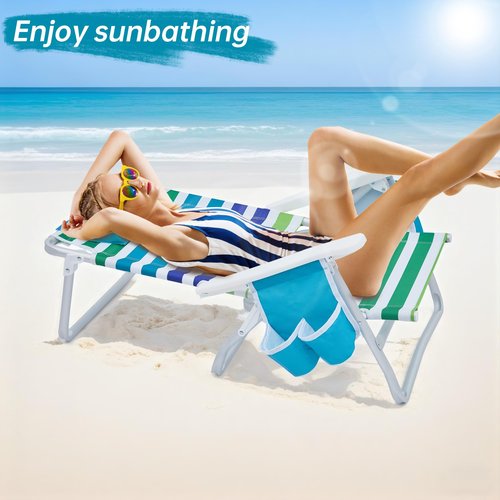 Beach Chair, Beach Chairs for Adults 2 Pack, Outdoor Folding Beach Chairs for Adults, Supports up to 350lbs with 5 Positions, Towel bar, Cooler Pouch, Storage Pouch.