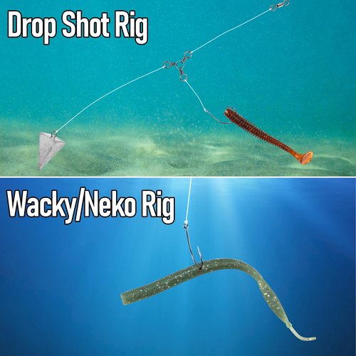 Dr.Fish 100 Pack Drop Shot Hook Bass Fishing Hooks Freshwater Black Nickel Wacky Hooks for Drop Shot Rig #3