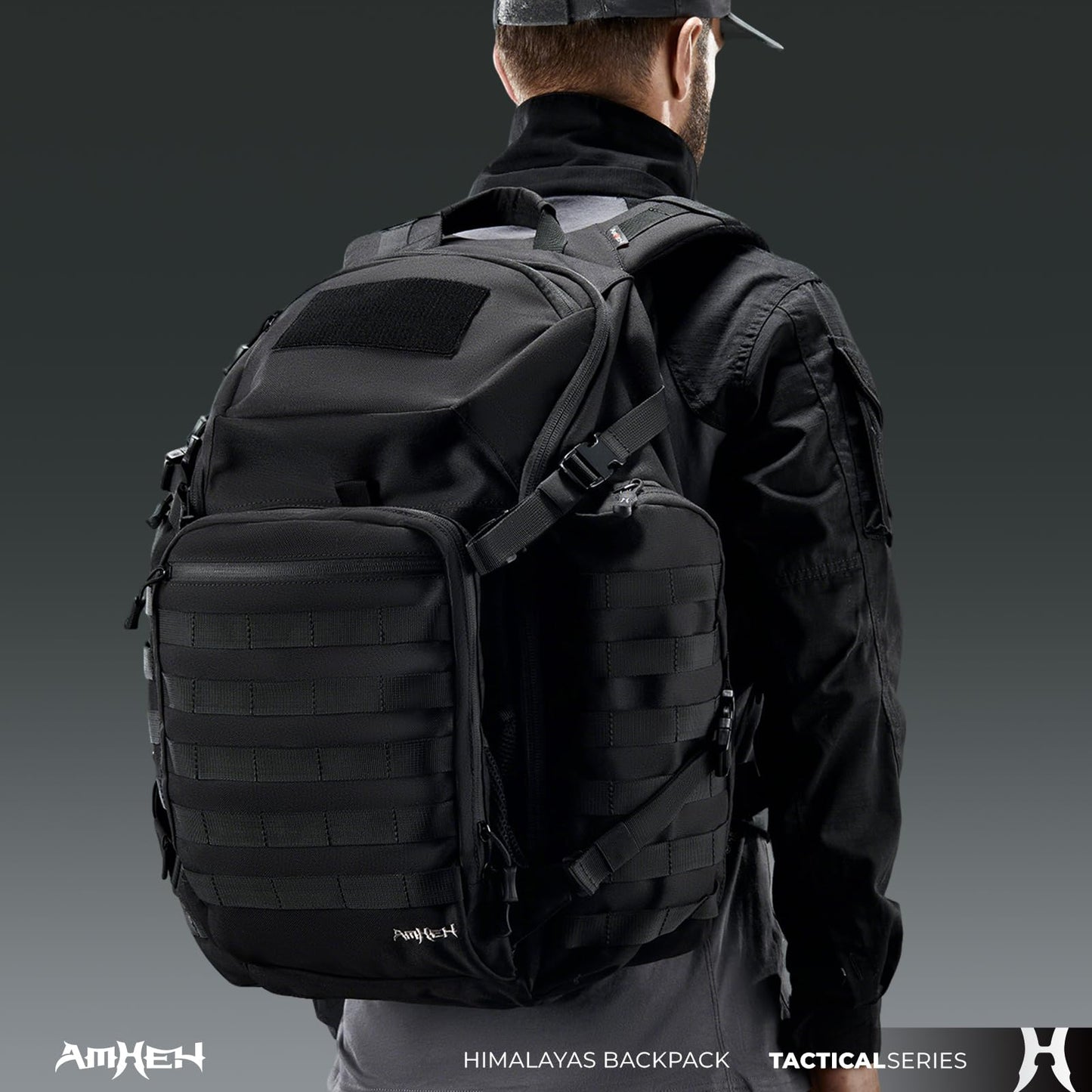 AMHEH 52L Tactical Backpack Military Molle Assault Pack - 3 Day Bugout Survival Rucksack, Hydration Compatible, Black