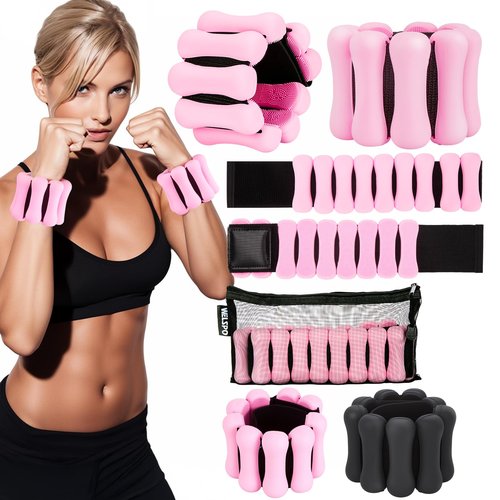 Welspo Wrist Weights, Adjustable Wearable Strong Arm & Leg Weights Set of 2(1lb each) Silicone Wrist Weights for Exercise, Yoga, Pilates & More, Wrist Ankle Weights for Woman and Man