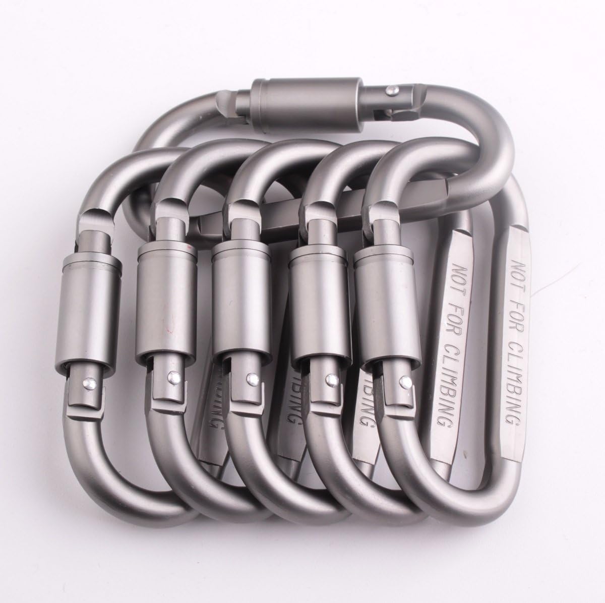 6 pcs/Set D Ring Key Chain Locking Carabiner Aluminum Multi-Purpose Hook Strong Lock Buckle Outdoor Equipment